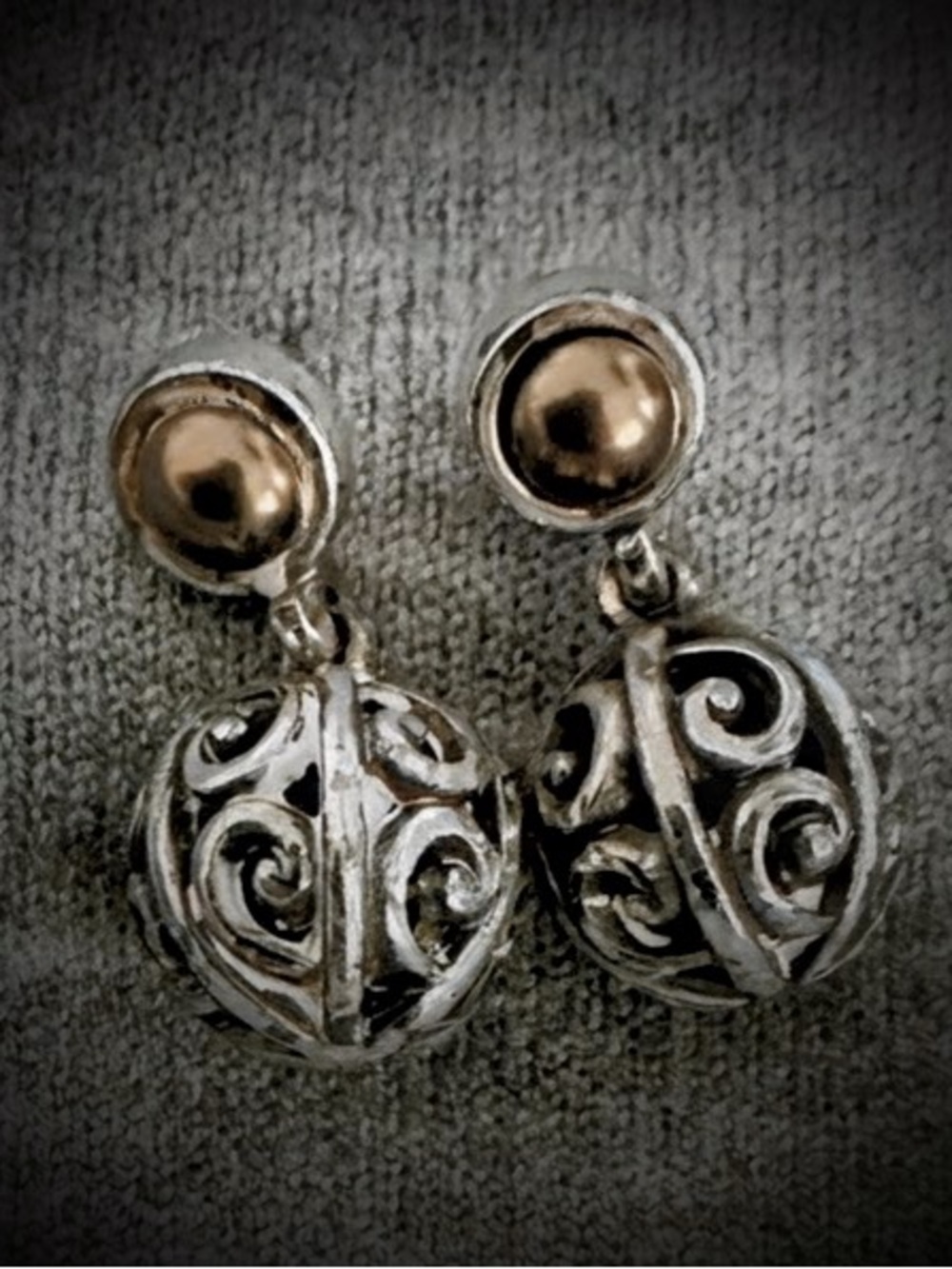Brighton Silver Scroll Drop Earrings Filigree Dangle Earrings
